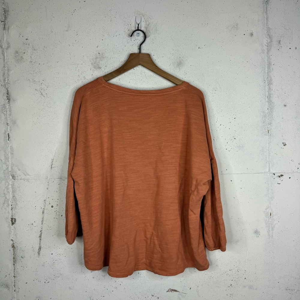 Pure Jill Cotton French Terry Long Balloon Puff Sleeve Tunic Sweater - Picture 7 of 8